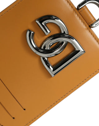 Dolce &amp; Gabbana Elegant Orange Calf Leather Card Holder