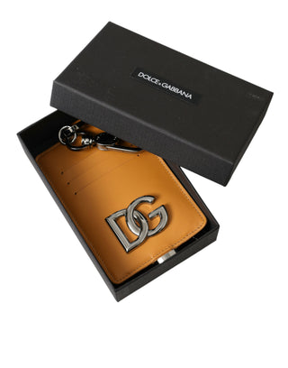 Dolce &amp; Gabbana Elegant Orange Calf Leather Card Holder