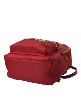 Dolce &amp; Gabbana Embellished Red Backpack with Gold Detailing