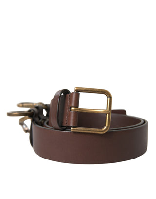 Dolce &amp; Gabbana Elegant Brown Calf Leather Belt - Timeless Accessory