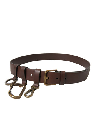 Dolce &amp; Gabbana Elegant Brown Calf Leather Belt - Timeless Accessory