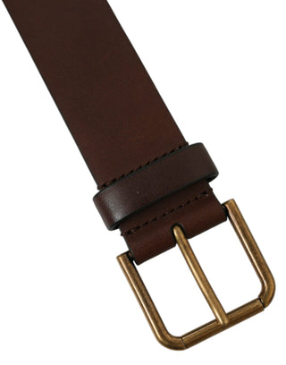 Dolce &amp; Gabbana Elegant Brown Calf Leather Belt - Timeless Accessory