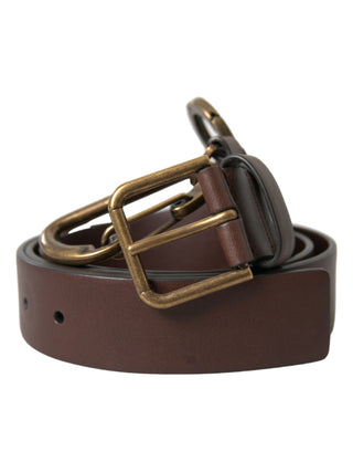 Dolce &amp; Gabbana Elegant Calf Leather Belt with Metal Buckle Closure