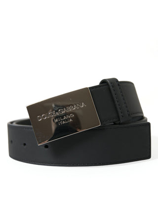 Dolce &amp; Gabbana Elegant Black Leather Belt with Metal Buckle