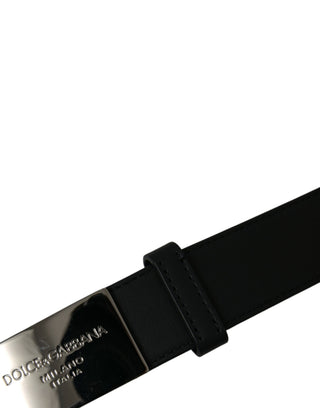 Dolce &amp; Gabbana Elegant Black Leather Belt with Metal Buckle