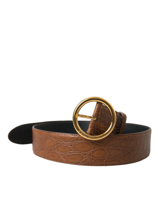 Dolce &amp; Gabbana Elegant Exotic Leather Belt - Rich Brown