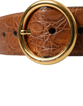 Dolce &amp; Gabbana Elegant Exotic Leather Belt - Rich Brown