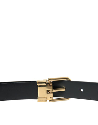 Dolce &amp; Gabbana Elegant Blue Leather Belt with Metal Buckle