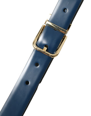 Dolce &amp; Gabbana Elegant Blue Leather Belt with Metal Buckle