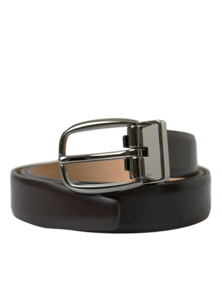 Dolce &amp; Gabbana Elegant Dark Brown Calf Leather Belt