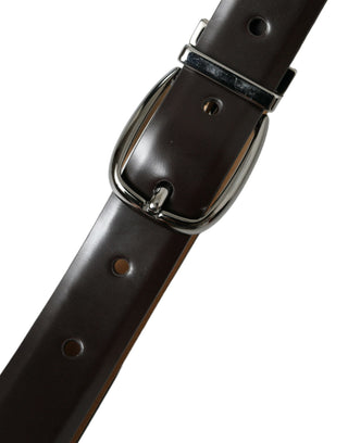 Dolce &amp; Gabbana Elegant Dark Brown Calf Leather Belt