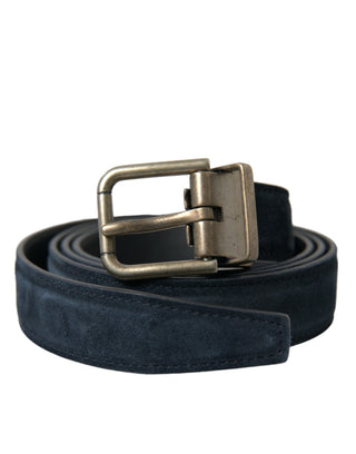 Dolce &amp; Gabbana Elegant Blue Leather Belt with Metal Buckle