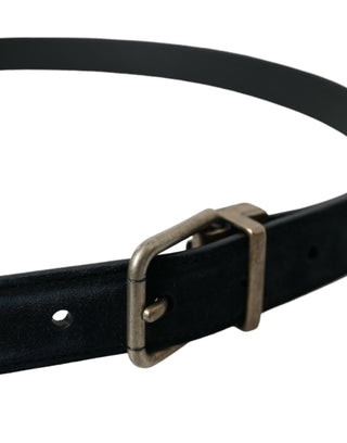 Dolce &amp; Gabbana Elegant Blue Leather Belt with Metal Buckle