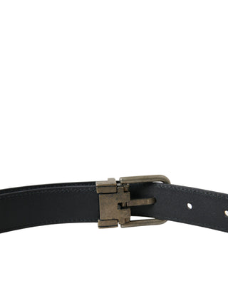 Dolce &amp; Gabbana Elegant Blue Leather Belt with Metal Buckle