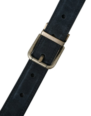 Dolce &amp; Gabbana Elegant Blue Leather Belt with Metal Buckle