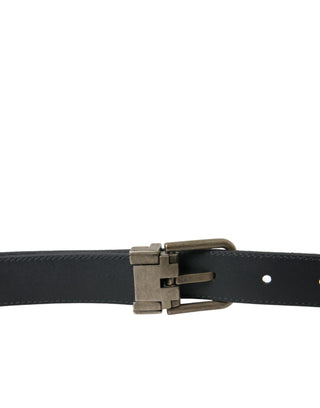 Dolce &amp; Gabbana Elegant Black Leather Belt with Metal Buckle