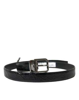 Dolce &amp; Gabbana Elegant Black Leather Belt with Metal Buckle