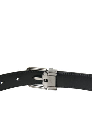 Dolce &amp; Gabbana Elegant Black Leather Belt with Metal Buckle