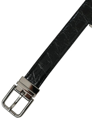 Dolce &amp; Gabbana Elegant Black Leather Belt with Metal Buckle