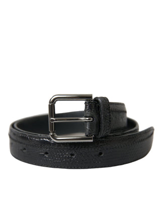 Dolce &amp; Gabbana Elegant Black Leather Belt with Metal Buckle