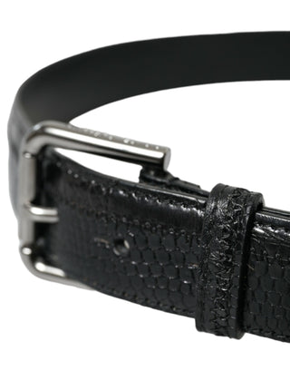 Dolce &amp; Gabbana Elegant Black Leather Belt with Metal Buckle