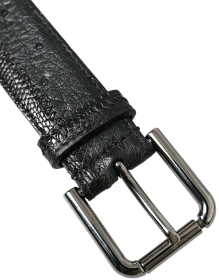 Dolce &amp; Gabbana Elegant Black Leather Belt with Metal Buckle