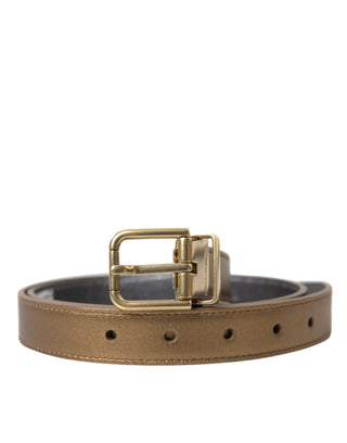 Dolce &amp; Gabbana Metallic Gold Leather Belt - Timeless Elegance