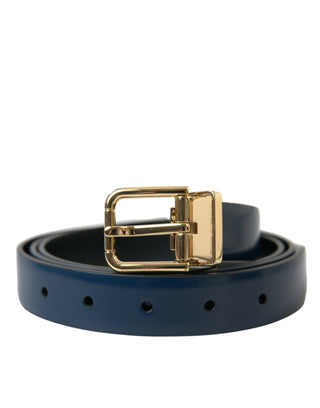 Dolce &amp; Gabbana Elegant Blue Calf Leather Belt