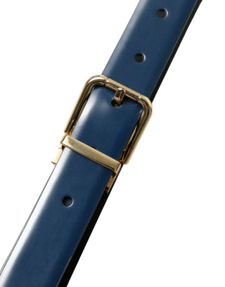 Dolce &amp; Gabbana Elegant Blue Calf Leather Belt