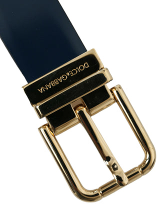 Dolce &amp; Gabbana Elegant Blue Calf Leather Belt