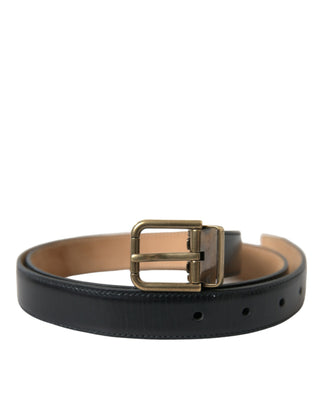 Dolce &amp; Gabbana Elegant Black Calf Leather Belt