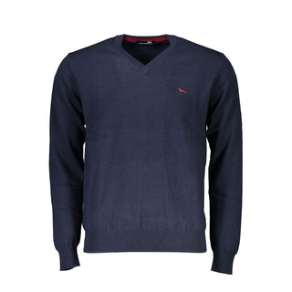 Harmont &amp; Blaine V-Neck Embroidered Blue Sweater