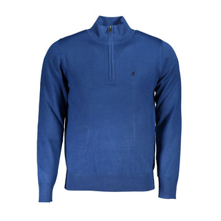 US Grand Polo Elegant Half-Zip Embroidered Blue Sweater