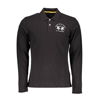 La Martina Elegant Long Sleeve Black Polo for Men