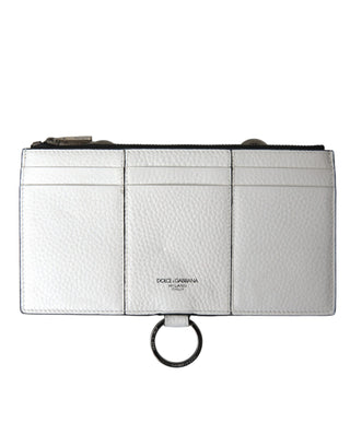 Dolce &amp; Gabbana Elegant White Leather Crossbody Cardholder