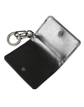 Dolce &amp; Gabbana Black Leather Bifold Logo Card Holder Keyring Wallet