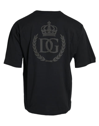 Dolce & Gabbana Black Logo Embossed Crew Neck Short Sleeves T-shirt