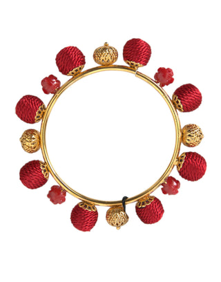 Dolce &amp; Gabbana Gold Brass Red RUNWAY Sicilia Natale Roses Bracelet