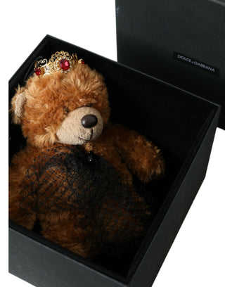 Dolce &amp; Gabbana Brown Teddy Bear Gold Crystal Crown Hair Band Diadem