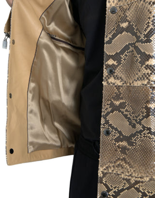 Dolce & Gabbana Beige Exotic Leather Biker Blouson Jacket