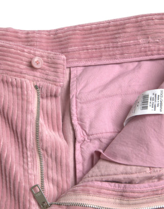 Dolce & Gabbana Pink Corduroy Cotton Stretch Skinny Cargo Jeans