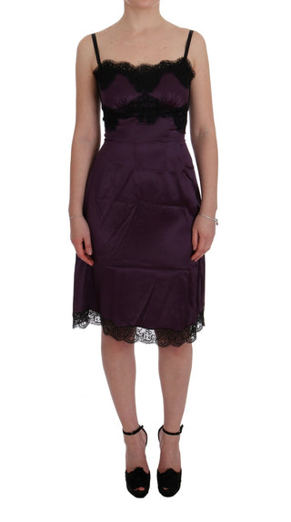 Dolce &amp; Gabbana Elegant Purple Silk Lace Shift Dress