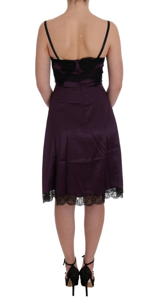 Dolce &amp; Gabbana Elegant Purple Silk Lace Shift Dress