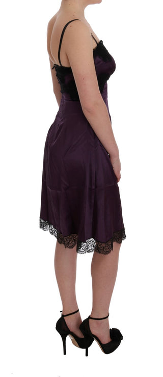 Dolce &amp; Gabbana Elegant Purple Silk Lace Shift Dress