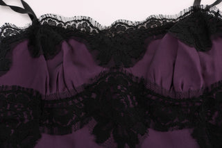 Dolce &amp; Gabbana Elegant Purple Silk Lace Shift Dress