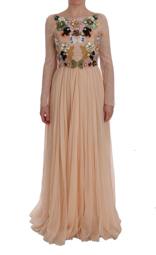 Dolce &amp; Gabbana Elegant Floral Embroidered Silk Maxi Dress