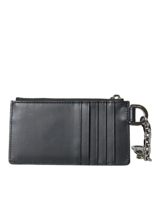 Dolce &amp; Gabbana Black Calfskin Leather DG Logo Card Holder Wallet Men