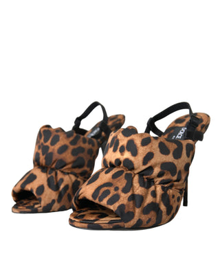 Dolce &amp; Gabbana Brown Leopard Slingback Heels Sandals Shoes