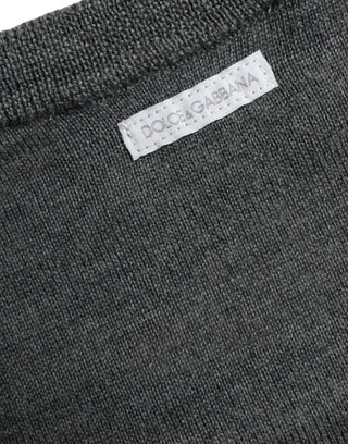 Dolce & Gabbana Dark Gray Wool Crew Neck Pullover Sweater