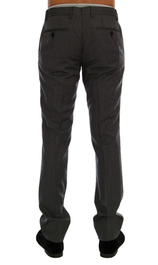 Dolce &amp; Gabbana Elegant Gray Striped Wool Formal Trousers